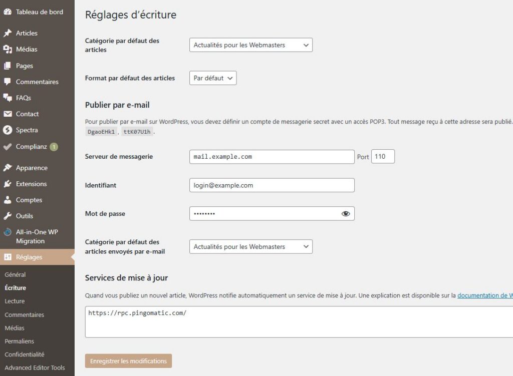 reglages- reglage ecriture reglages- reglage ecriture
