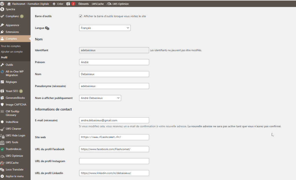 utilisateur wordpress