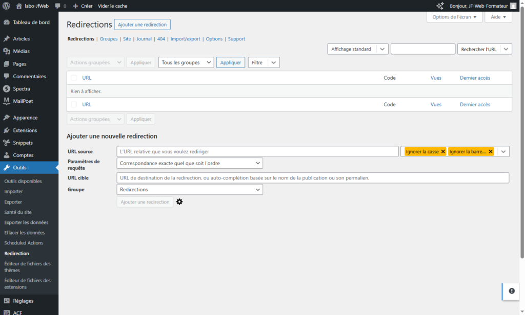 Interface plugin Redirection