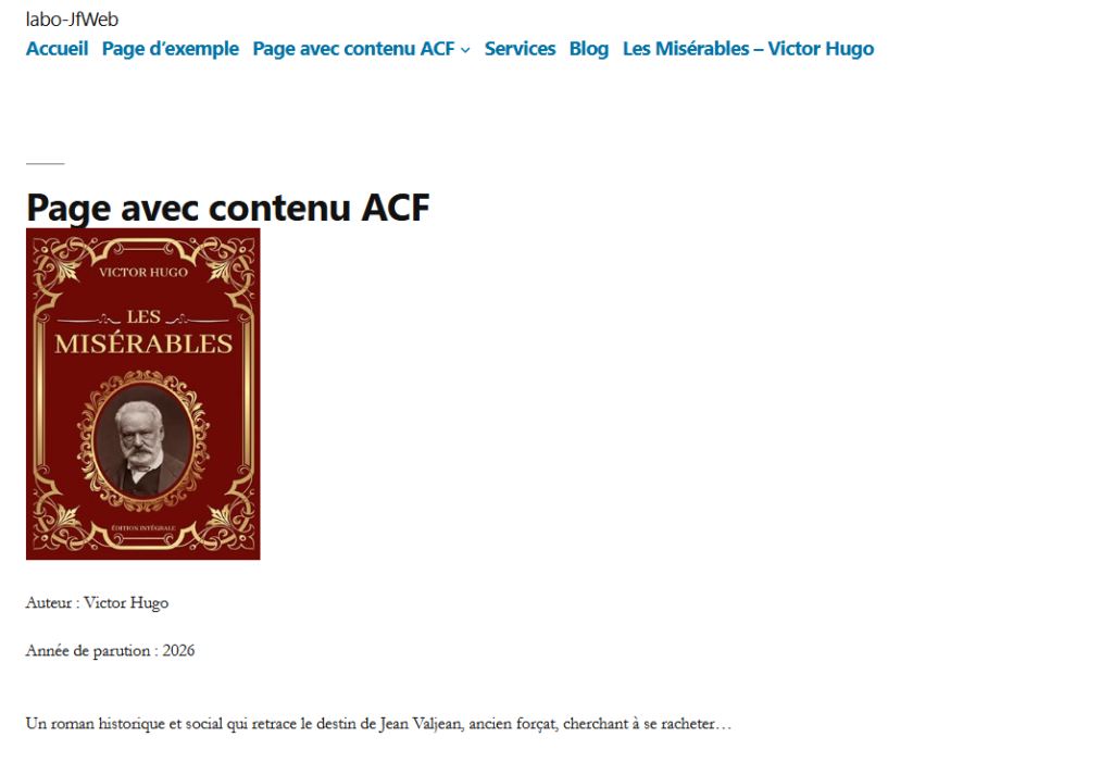 affichage en front-end