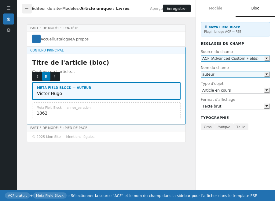 Meta Field Block dans l'éditeur de site FSE