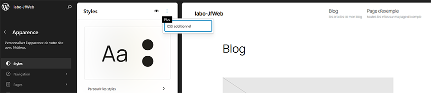 ajout du css additionnel dans la personnalisation du thème enfant