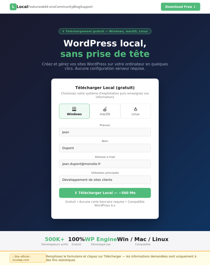 téléchargement de Localwp