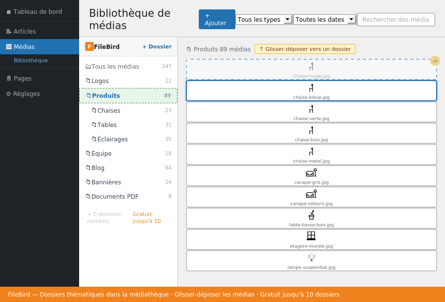 FileBird : dossiers et glisser-déposer