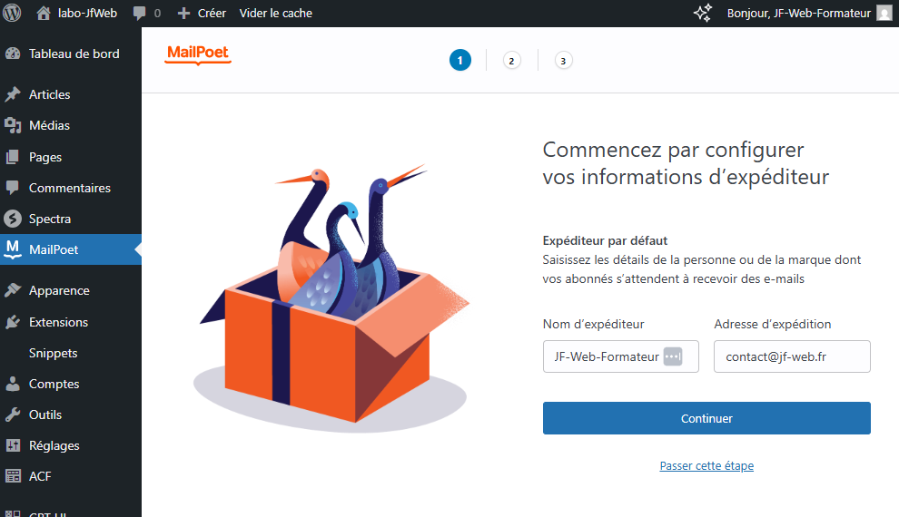 Configuration initiale de MailPoet