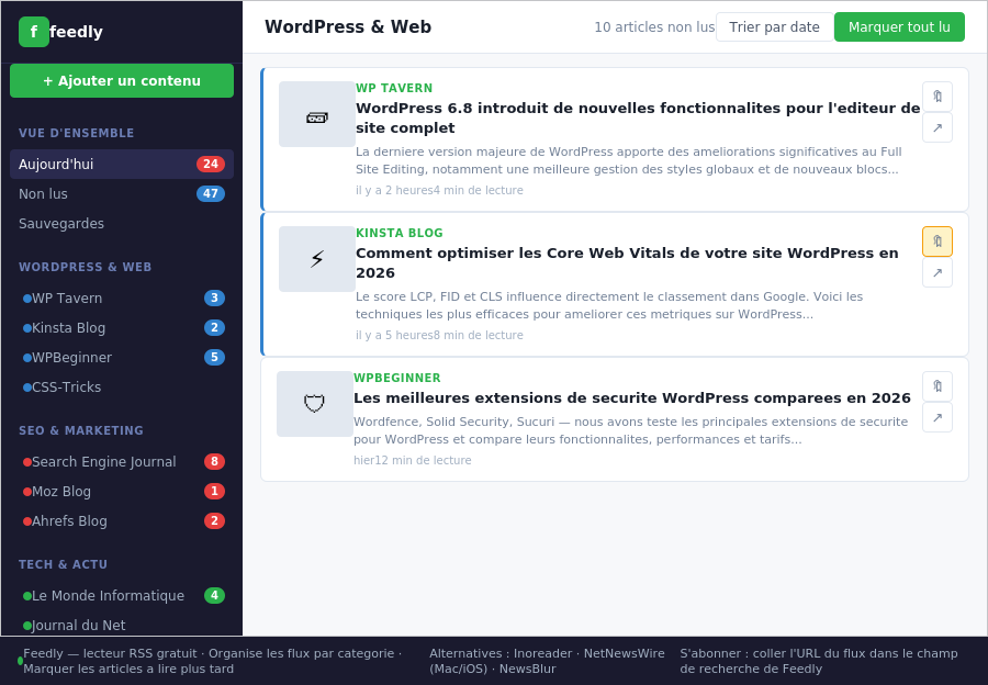 Interface Feedly