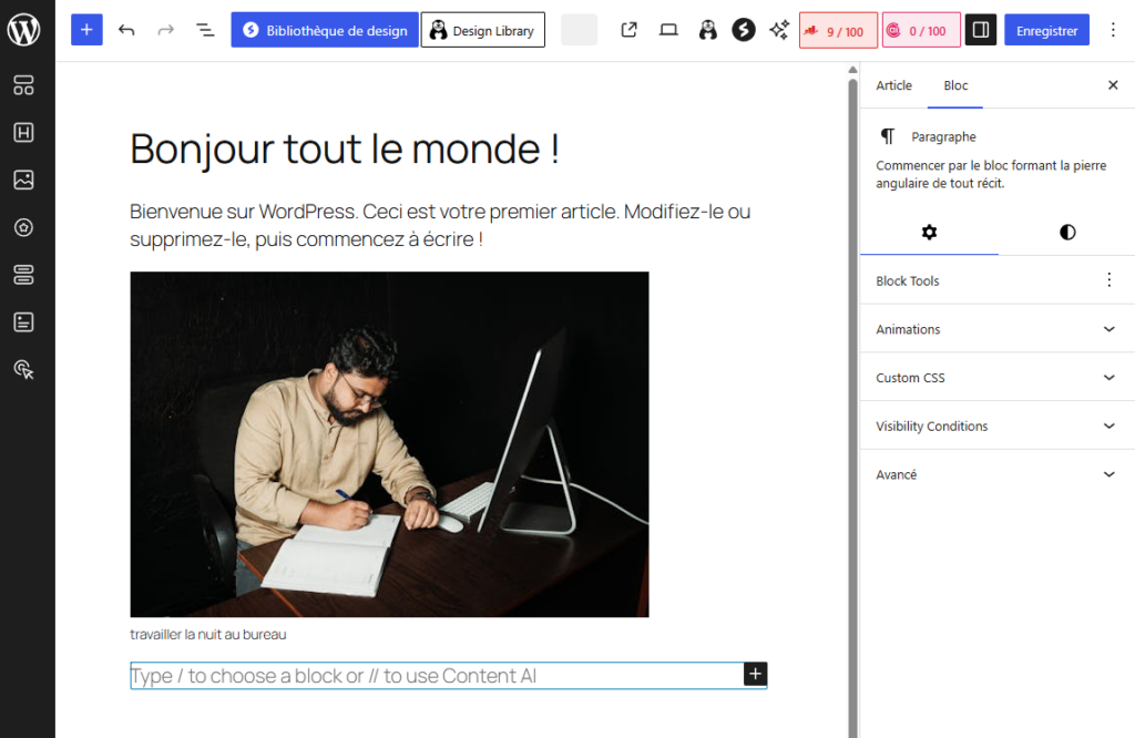 champ texte alternatif dans le panneau Gutenberg