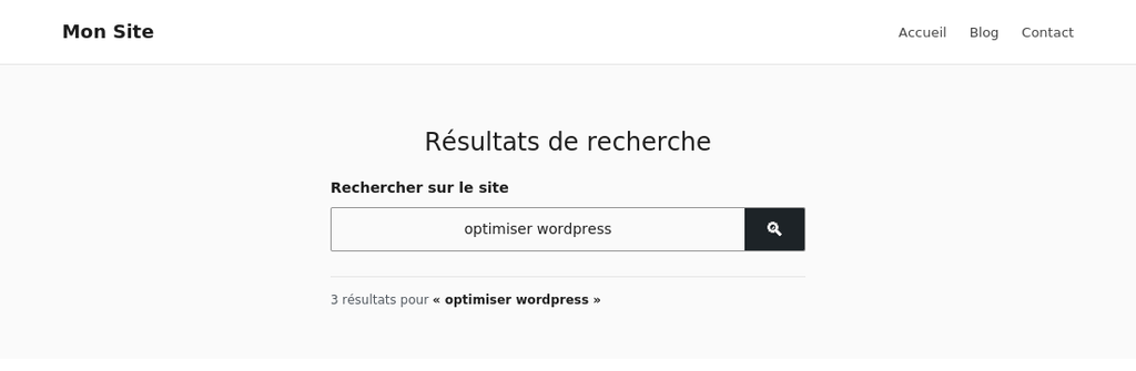 résultat côté visiteur, recherche effectuée